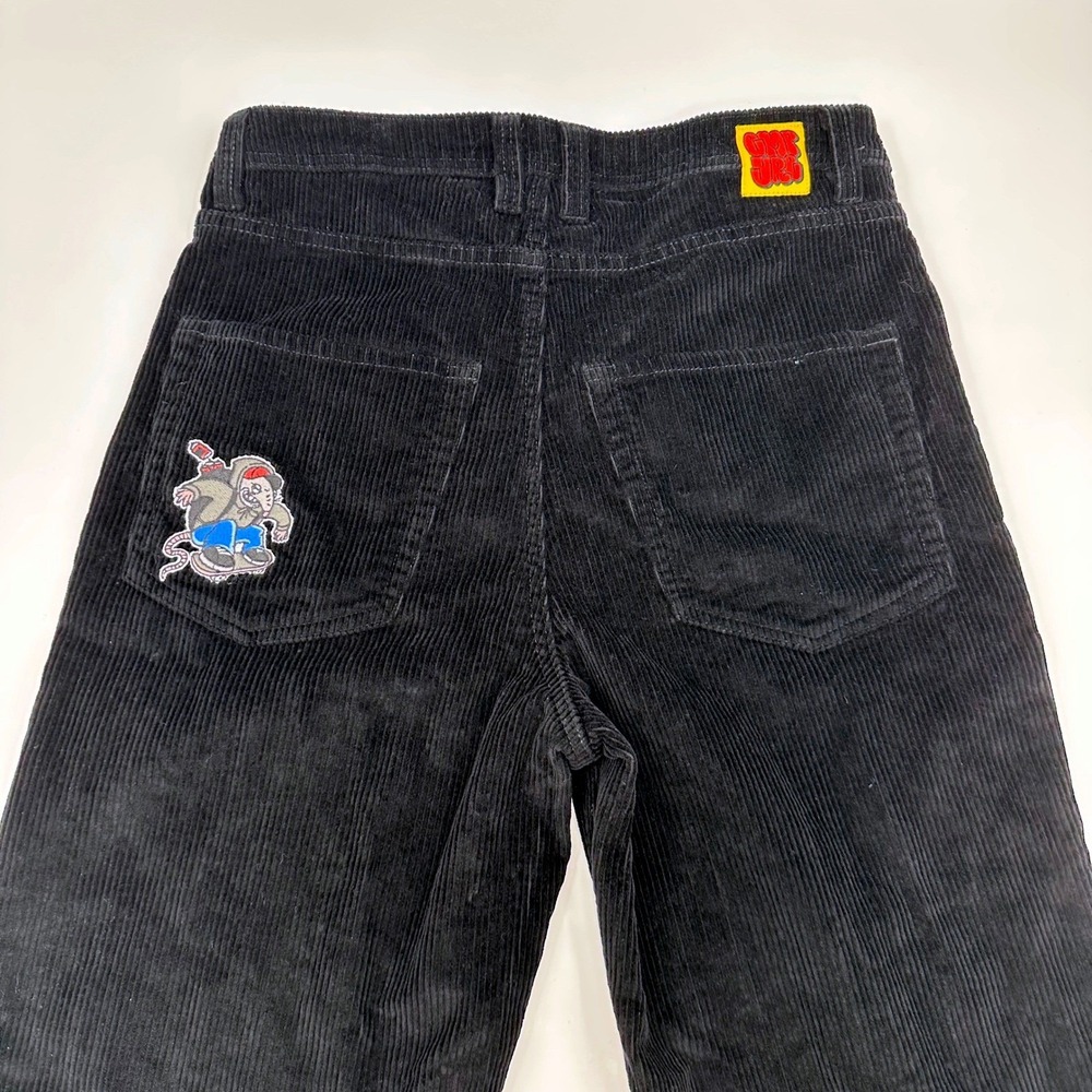 Empyre Black Corduroy Loose Fit Pants Embroidered Skate Rat Mens 30 x 28